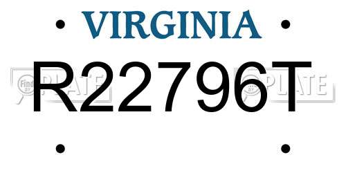 R22796T Virginia License Plate