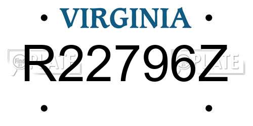R22796Z Virginia License Plate