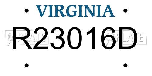 R23016D Virginia License Plate