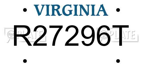 R27296T Virginia License Plate