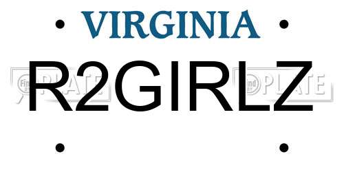 R2GIRLZ Virginia License Plate