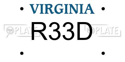 R33D Virginia License Plate