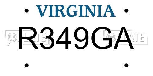 R349GA Virginia License Plate