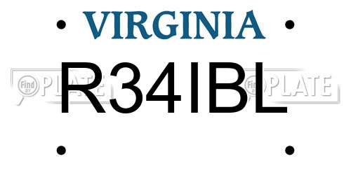 R34IBL Virginia License Plate
