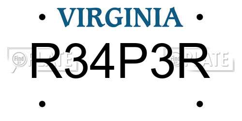 R34P3R Virginia License Plate