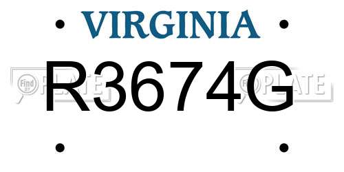 R3674G Virginia License Plate