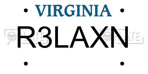 R3LAXN Virginia License Plate