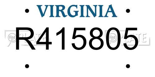 R415805 Virginia License Plate
