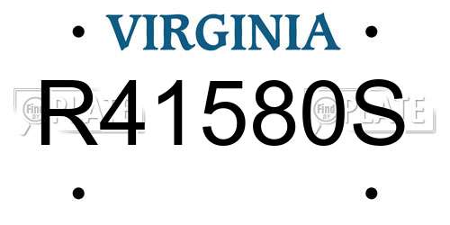 R41580S Virginia License Plate