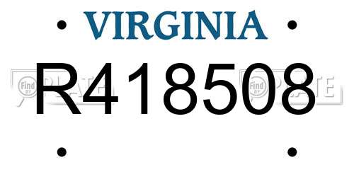 R418508 Virginia License Plate