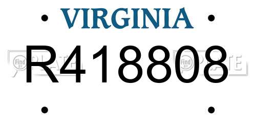 R418808 Virginia License Plate