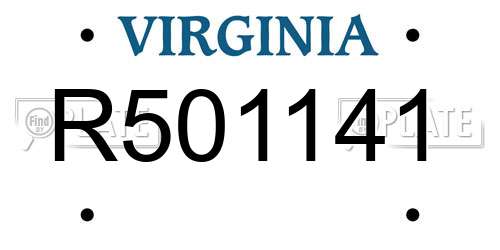 R501141 Virginia License Plate
