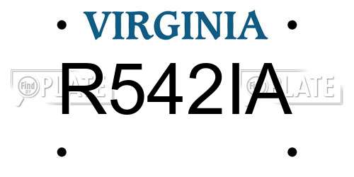 R542IA Virginia License Plate
