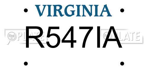 R547IA Virginia License Plate