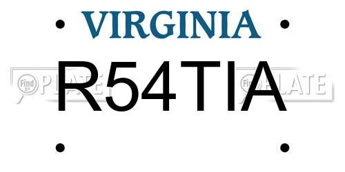 R54TIA Virginia License Plate