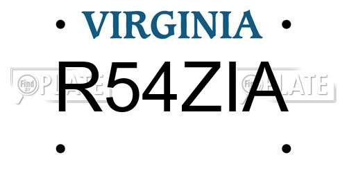 R54ZIA Virginia License Plate