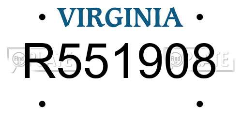 R551908 Virginia License Plate