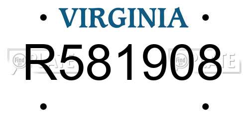R581908 Virginia License Plate