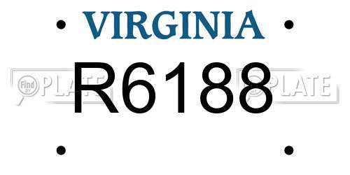 R6188 Virginia License Plate
