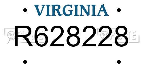 R628228 Virginia License Plate