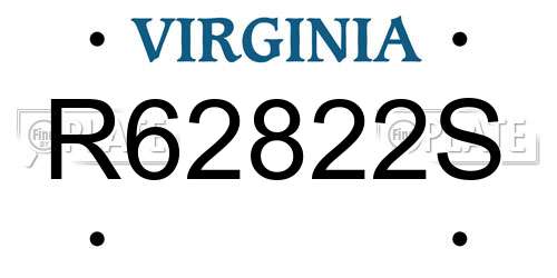 R62822S Virginia License Plate