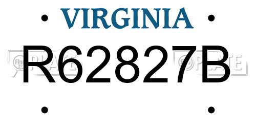 R62827B Virginia License Plate