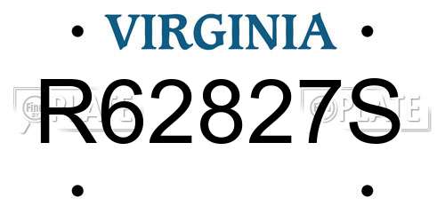 R62827S Virginia License Plate