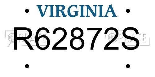R62872S Virginia License Plate