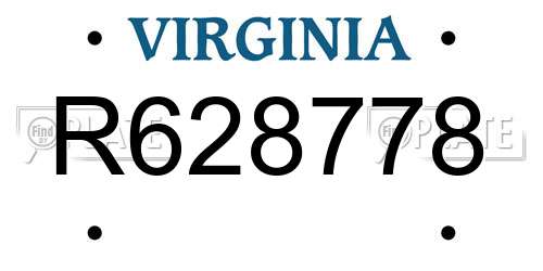 R628778 Virginia License Plate