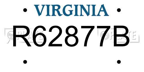 R62877B Virginia License Plate