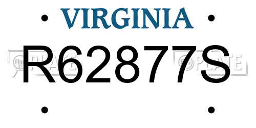 R62877S Virginia License Plate