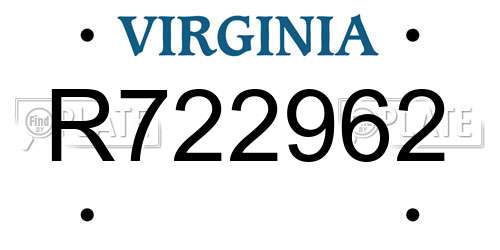 R722962 Virginia License Plate