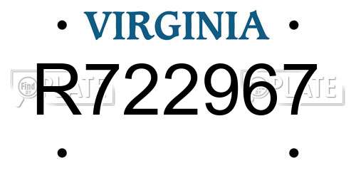 R722967 Virginia License Plate