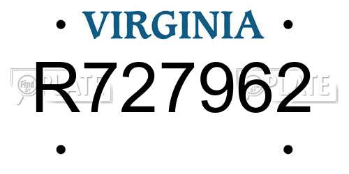 R727962 Virginia License Plate