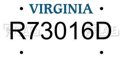 R73016D Virginia License Plate