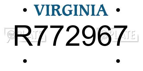 R772967 Virginia License Plate