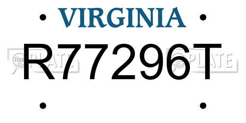R77296T Virginia License Plate