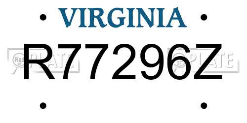 R77296Z Virginia License Plate