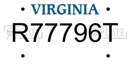 R77796T Virginia License Plate