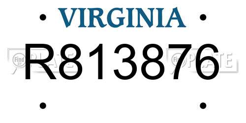R813876 Virginia License Plate