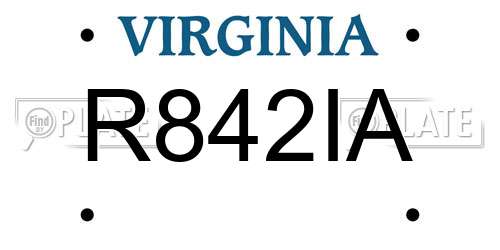 R842IA Virginia License Plate