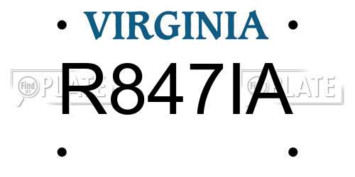 R847IA Virginia License Plate
