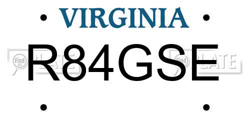 R84GSE Virginia License Plate