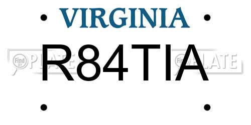 R84TIA Virginia License Plate