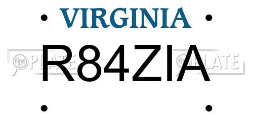 R84ZIA Virginia License Plate