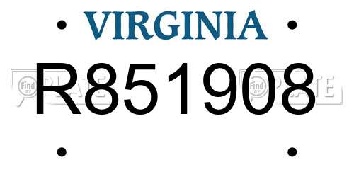 R851908 Virginia License Plate