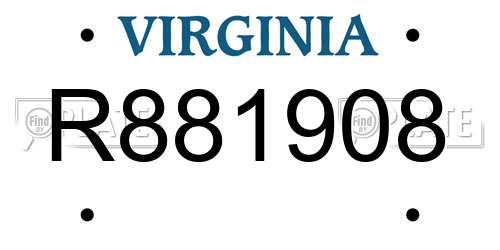 R881908 Virginia License Plate