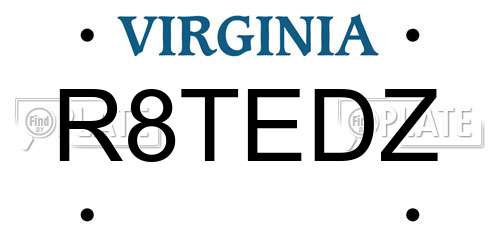 R8TEDZ Virginia License Plate