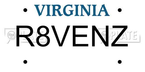 R8VENZ Virginia License Plate