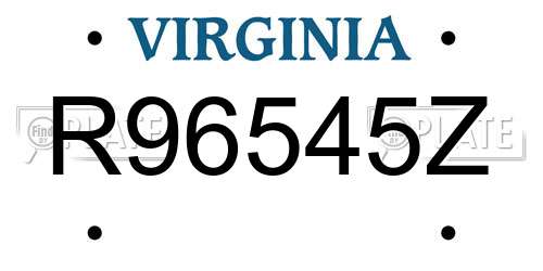 R96545Z Virginia License Plate